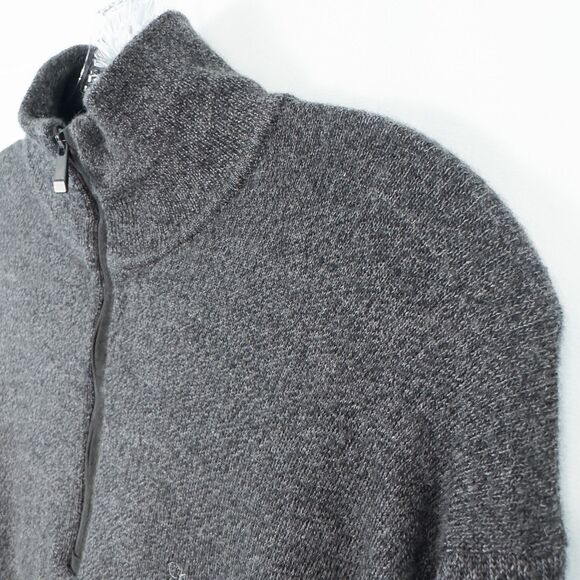 Calvin Klein 100% Italian Merino Wool 1/4 Zip Pullover Mens Large Dark Gray Soft - Picture 6 of 14